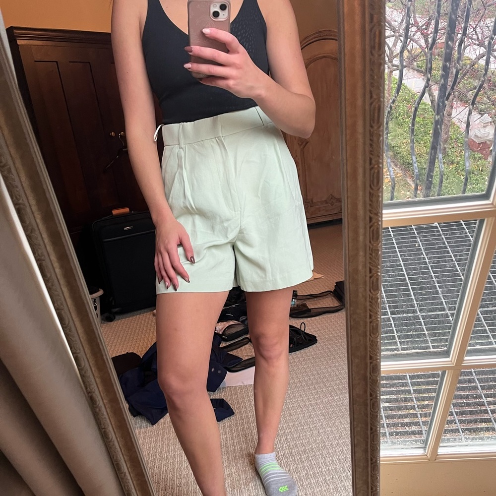 Zara high waisted mint green shorts NWT